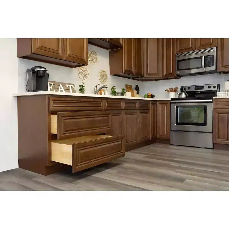 Meuble bas de cuisine CASAINC de 18 po L x 24 po P x 34,5 po H avec 3 tiroirs à fermeture amortie, armoires en contreplaqué prêtes à assembler