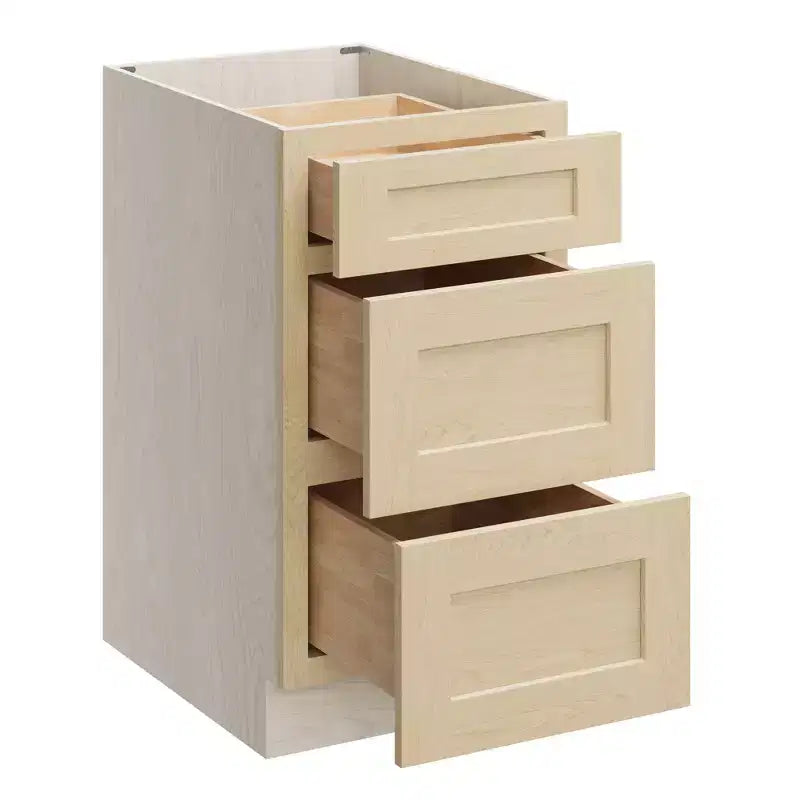 Meuble bas de cuisine CASAINC de 18 po L x 24 po P x 34,5 po H avec 3 tiroirs à fermeture amortie, armoires en contreplaqué prêtes à assembler