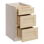 Meuble bas de cuisine CASAINC de 18 po L x 24 po P x 34,5 po H avec 3 tiroirs à fermeture amortie, armoires en contreplaqué prêtes à assembler