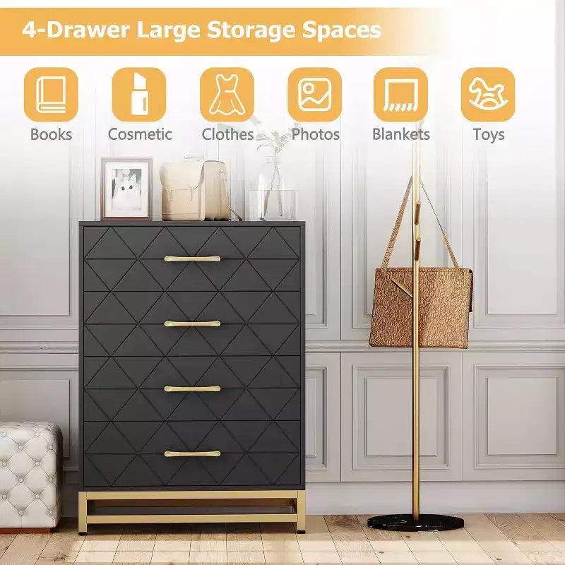 Commode avec tiroirs, commode étroite, petite armoire, table de chevet avec poignées et protection anti-basculement, meuble de rangement à tiroirs pour couloir