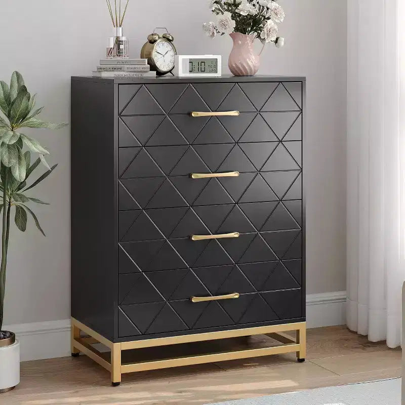 Commode avec tiroirs, commode étroite, petite armoire, table de chevet avec poignées et protection anti-basculement, meuble de rangement à tiroirs pour couloir