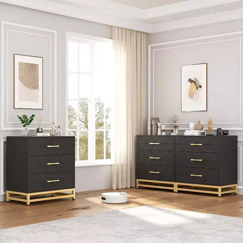 Commode en bois pour chambre à coucher, commodes et chiffonniers à 3 tiroirs, table de chevet en bois pour le rangement et l'organisation