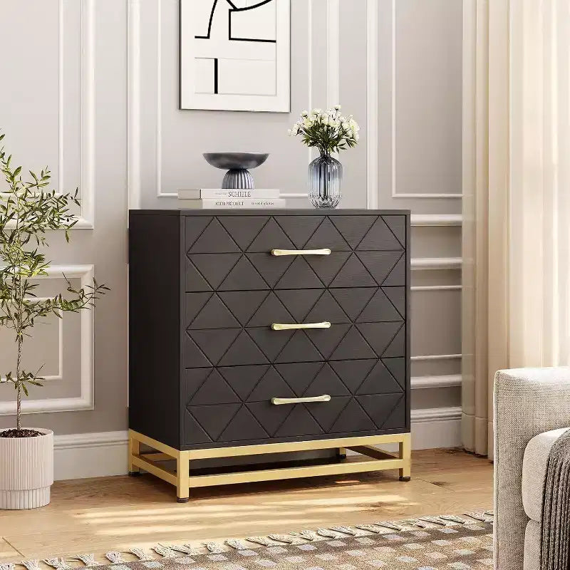Wooden Dresser for Bedroom, Dressers & Chest of Drawers with 3 Drawer, Wood nightstand for Storage and Organization