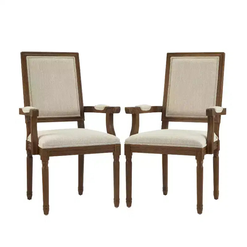 Christopher Knight Home Louis Chaise de salle à manger traditionnelle en hévéa rembourrée (Lot de 2)