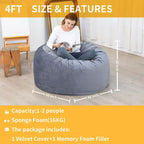Fauteuil poire géant de 120 cm avec mousse à mémoire de forme haute résilience, revêtement en velours hollandais doux, canapé paresseux rembourré de mousse douce pour enfants et adultes