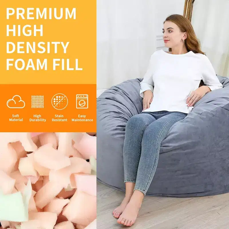 Fauteuil poire géant de 120 cm avec mousse à mémoire de forme haute résilience, revêtement en velours hollandais doux, canapé paresseux rembourré de mousse douce pour enfants et adultes