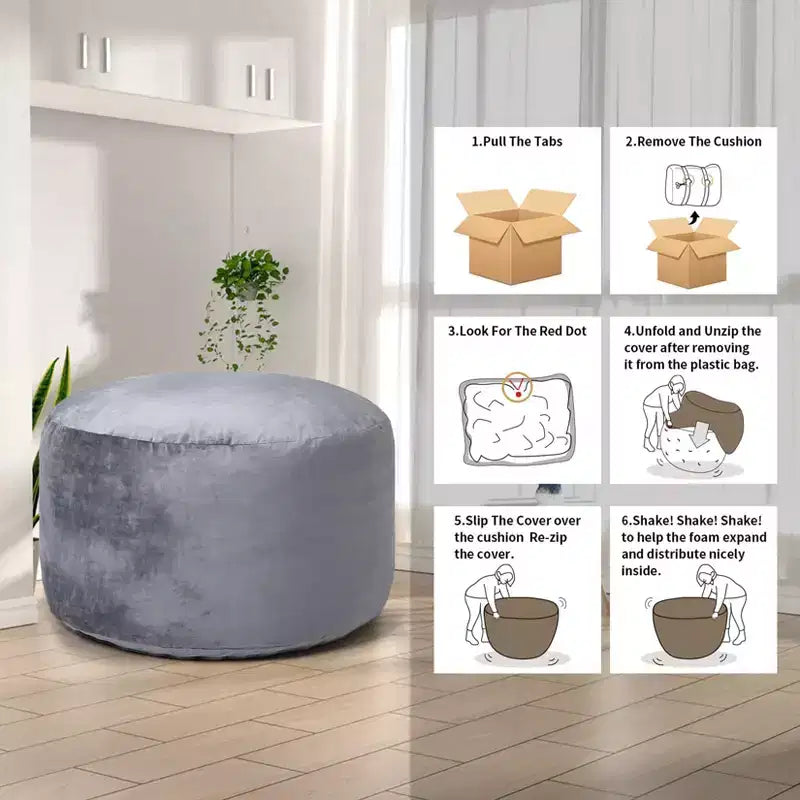 Fauteuil poire géant de 120 cm avec mousse à mémoire de forme haute résilience, revêtement en velours hollandais doux, canapé paresseux rembourré de mousse douce pour enfants et adultes