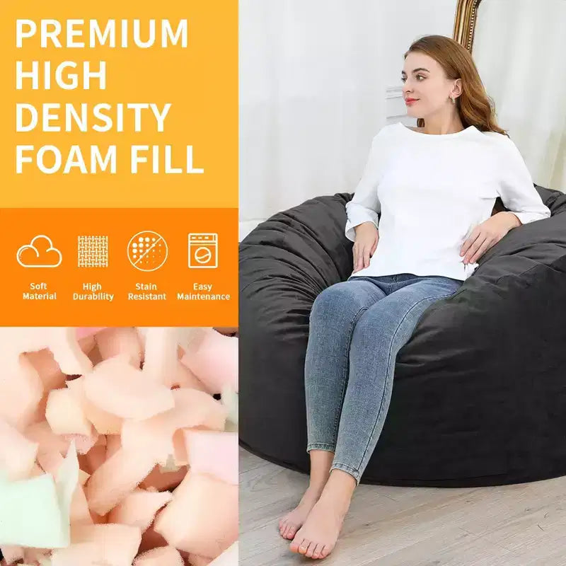 Fauteuil poire géant de 120 cm avec mousse à mémoire de forme haute résilience, revêtement en velours hollandais doux, canapé paresseux rembourré de mousse douce pour enfants et adultes