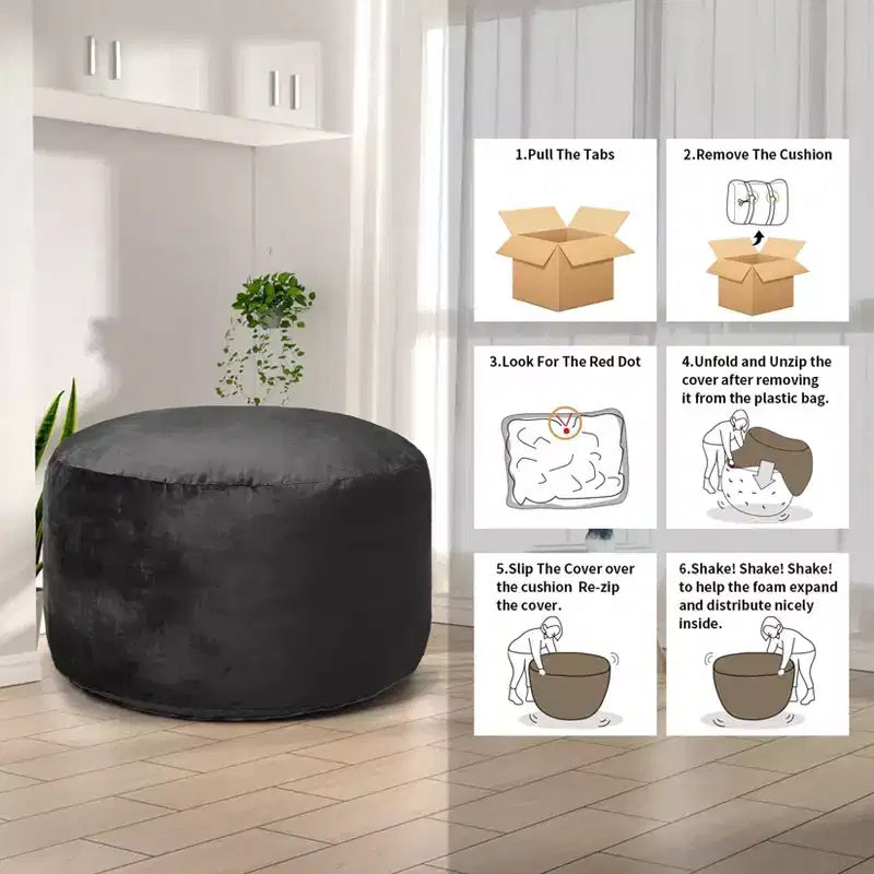 Fauteuil poire géant de 120 cm avec mousse à mémoire de forme haute résilience, revêtement en velours hollandais doux, canapé paresseux rembourré de mousse douce pour enfants et adultes