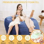 Fauteuil poire géant de 120 cm avec mousse à mémoire de forme haute résilience, revêtement en velours hollandais doux, canapé paresseux rembourré de mousse douce pour enfants et adultes