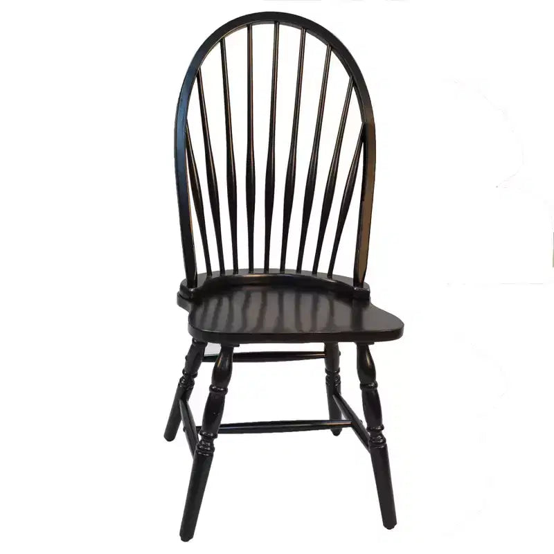 HomeRoots Black Wood Windsor Back Dining Side Chair
