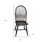 Chaise d'appoint de salle à manger HomeRoots en bois noir à dossier Windsor
