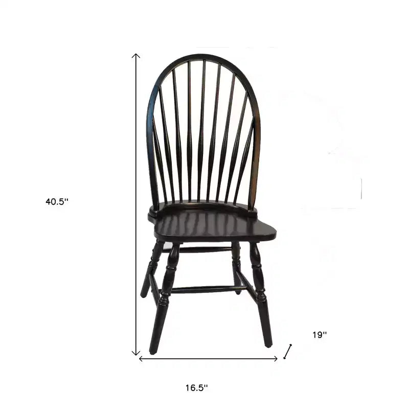 Chaise d'appoint de salle à manger HomeRoots en bois noir à dossier Windsor