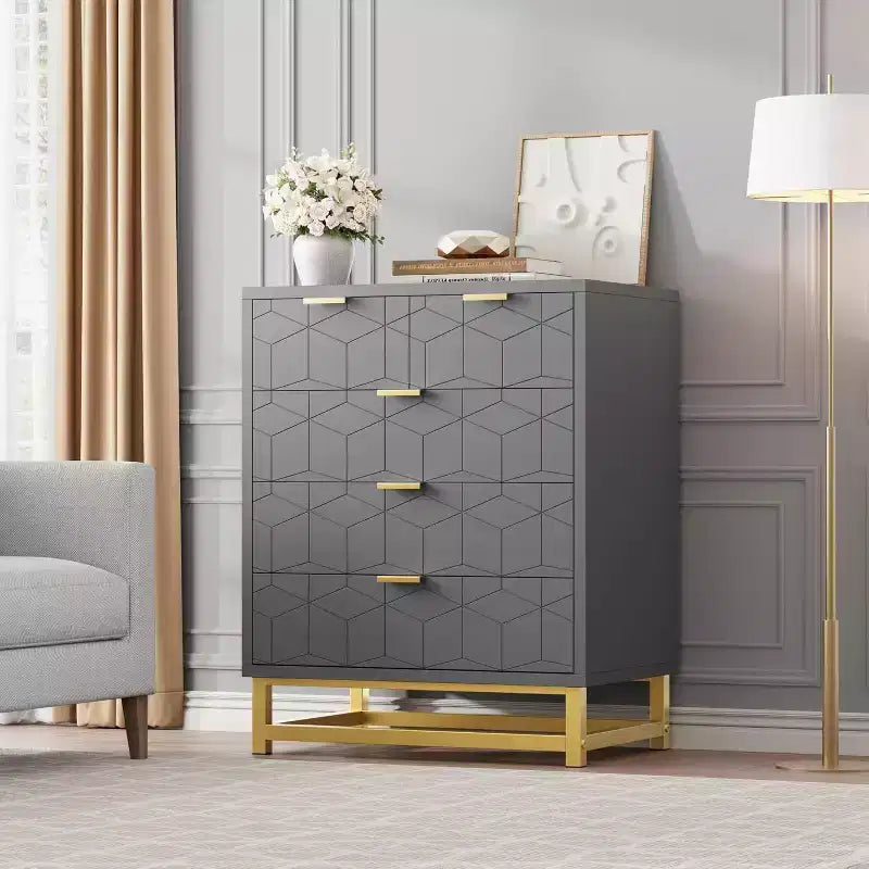 Commode Zstar à cinq tiroirs avec pieds en métal