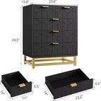Commode Zstar à cinq tiroirs avec pieds en métal