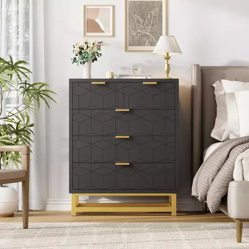 Commode Zstar à cinq tiroirs avec pieds en métal
