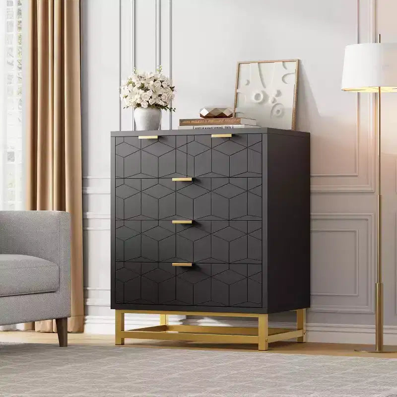 Commode Zstar à cinq tiroirs avec pieds en métal