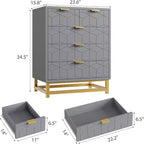 Commode Zstar à cinq tiroirs avec pieds en métal