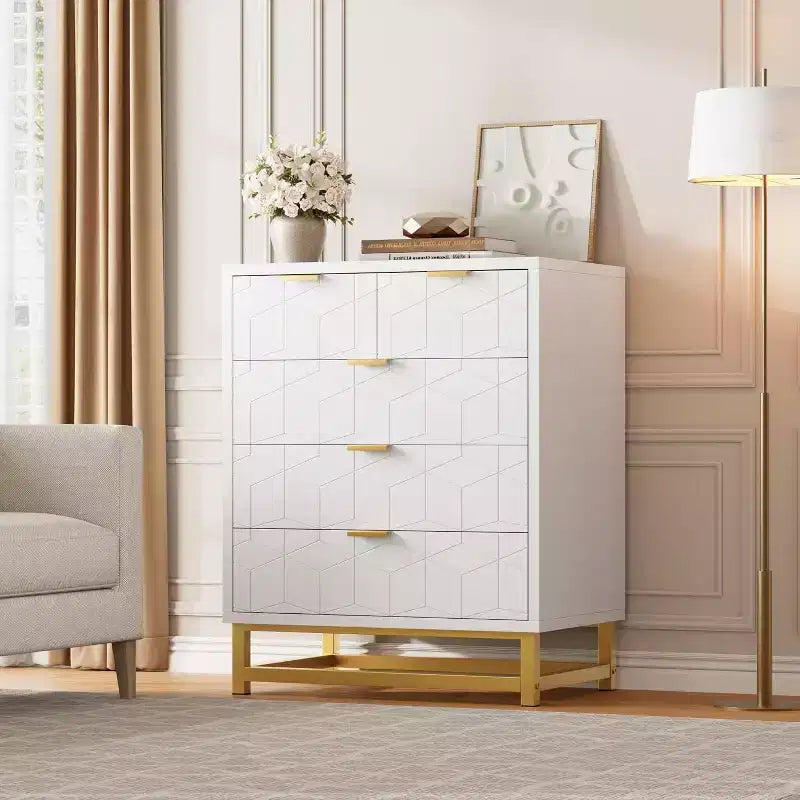 Commode Zstar à cinq tiroirs avec pieds en métal