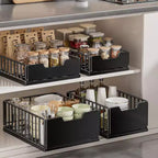 Organisateur de placard de cuisine coulissant, Étagères de garde-manger coulissantes, Tiroirs de rangement coulissants en métal sans perçage pour armoires de salle de bain