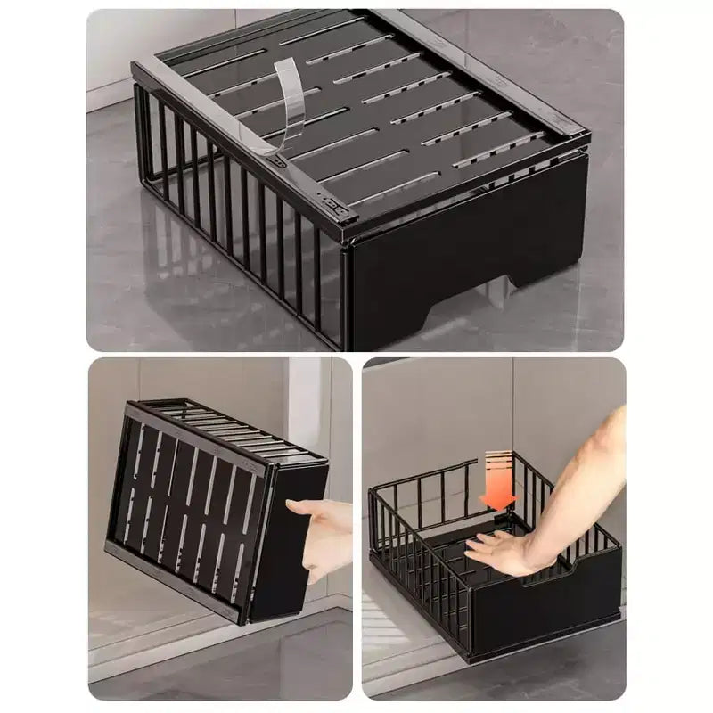 Organisateur de placard de cuisine coulissant, Étagères de garde-manger coulissantes, Tiroirs de rangement coulissants en métal sans perçage pour armoires de salle de bain