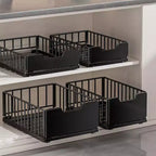 Organisateur de placard de cuisine coulissant, Étagères de garde-manger coulissantes, Tiroirs de rangement coulissants en métal sans perçage pour armoires de salle de bain