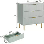 Commode à 3 tiroirs Zstar pour chambre à coucher, avec poignées en métal