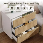 Commode à 3 tiroirs Zstar pour chambre à coucher, avec poignées en métal