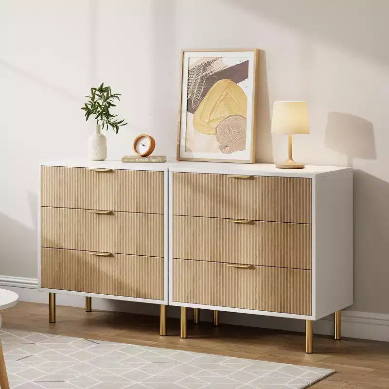 Commode à 3 tiroirs Zstar pour chambre à coucher, avec poignées en métal