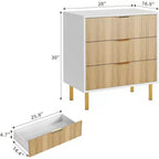 Commode à 3 tiroirs Zstar pour chambre à coucher, avec poignées en métal