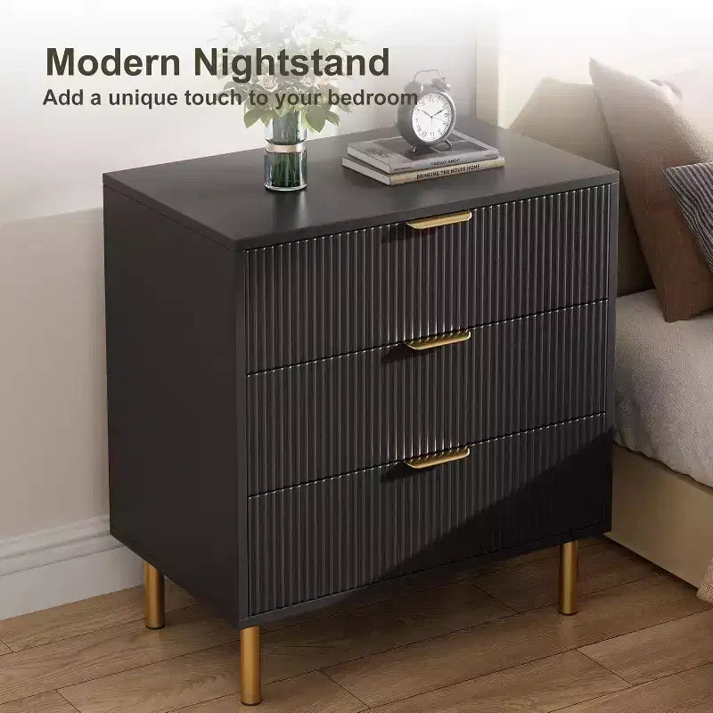 Commode à 3 tiroirs Zstar pour chambre à coucher, avec poignées en métal