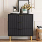 Zstar 3 Drawer Dresser for Bedroom, with Metal Handles