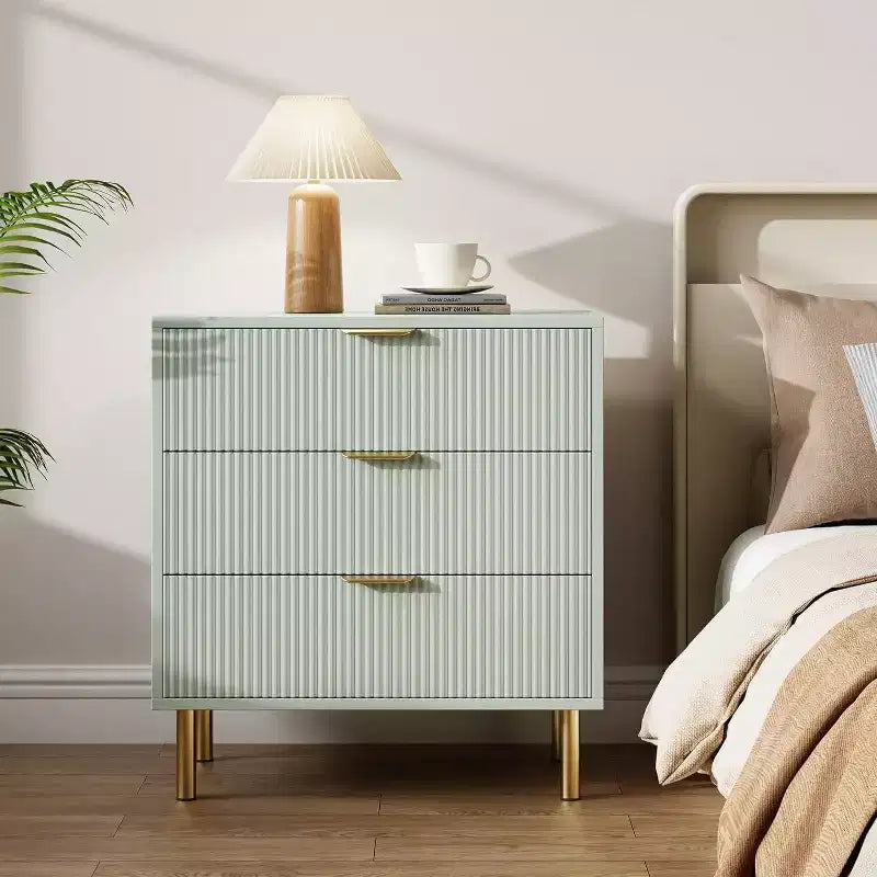 Commode à 3 tiroirs Zstar pour chambre à coucher, avec poignées en métal