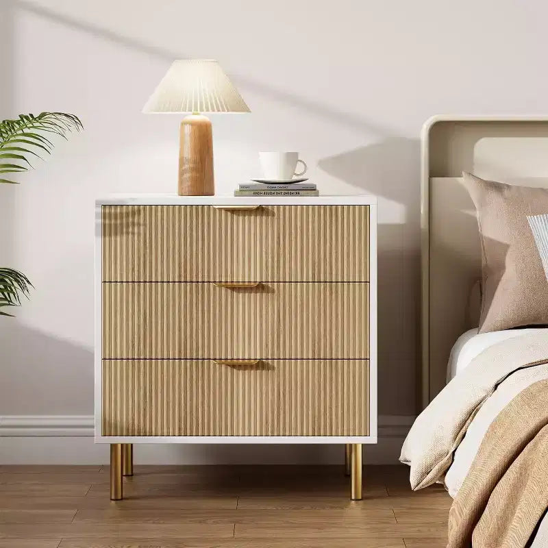 Commode à 3 tiroirs Zstar pour chambre à coucher, avec poignées en métal