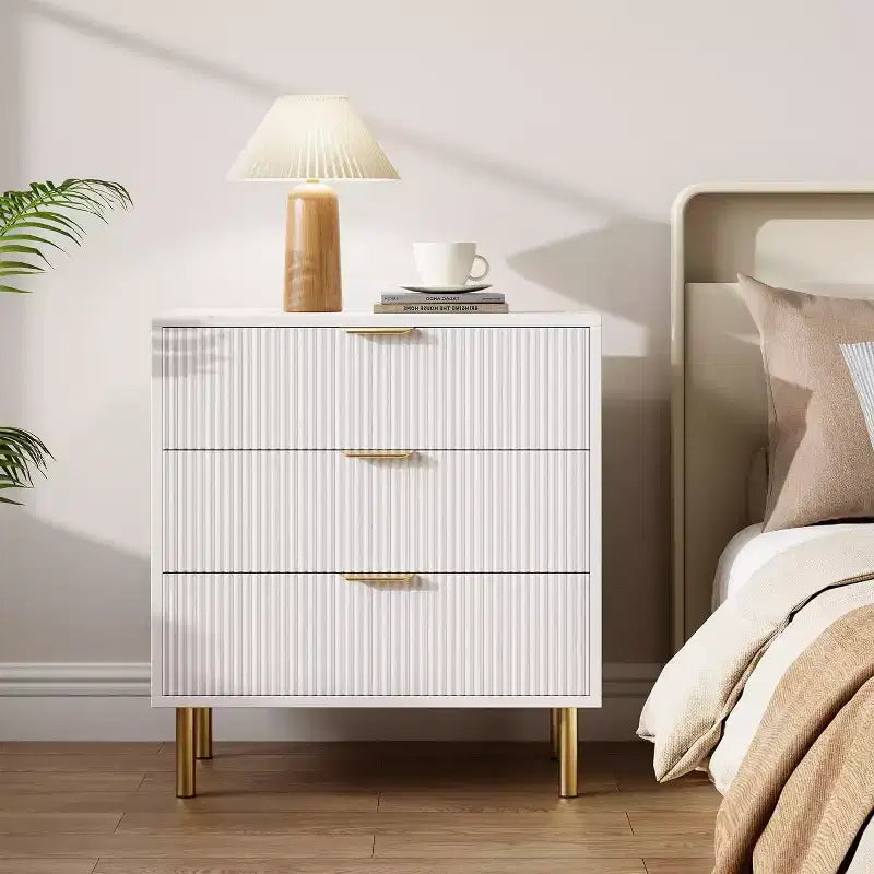 Commode à 3 tiroirs Zstar pour chambre à coucher, avec poignées en métal