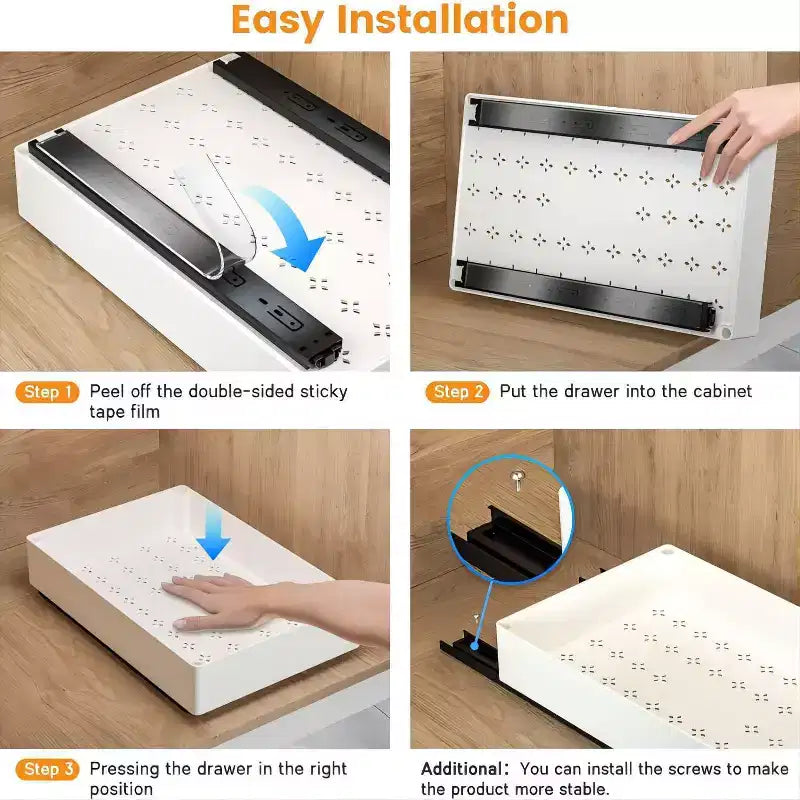 Tiroir de cuisine extensible, étagères de rangement sans perçage ni clouage, organiseur de tiroir extensible en 3 tailles pour cuisine, garde-manger