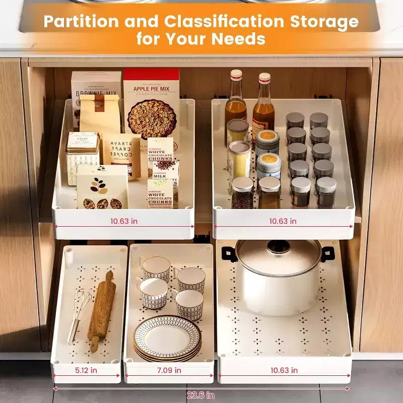 Tiroir de cuisine extensible, étagères de rangement sans perçage ni clouage, organiseur de tiroir extensible en 3 tailles pour cuisine, garde-manger