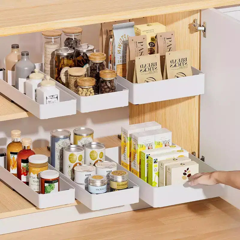 Tiroir de cuisine extensible, étagères de rangement sans perçage ni clouage, organiseur de tiroir extensible en 3 tailles pour cuisine, garde-manger