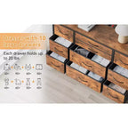 Meuble TV pour téléviseur 55'' avec prise de courant, meuble de rangement, commode avec 10 grands tiroirs