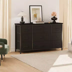 Meuble TV pour téléviseur 55'' avec prise de courant, meuble de rangement, commode avec 10 grands tiroirs