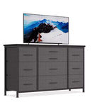 Meuble TV pour téléviseur 55'' avec prise de courant, meuble de rangement, commode avec 10 grands tiroirs