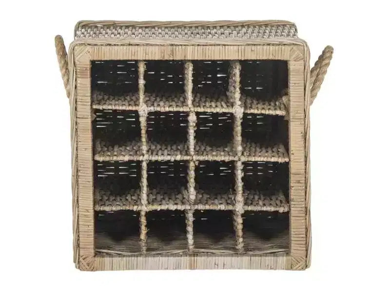 Aziza Casier à vin en osier 16 bouteilles - SEA7016 - Gris - Safavieh
