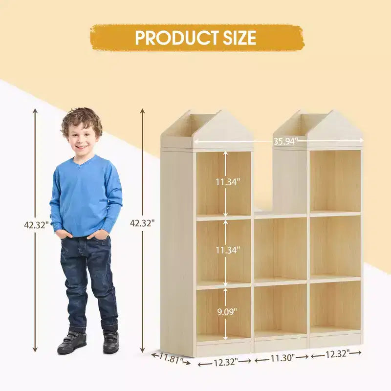 Étagère à livres pour enfants à 8 compartiments en forme de château, organiseur de jouets pour enfants, vitrine de rangement multifonctionnelle pour salle de jeux, chambre d'enfants, crèche