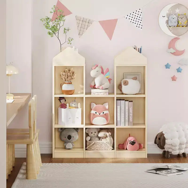 Étagère à livres pour enfants à 8 compartiments en forme de château, organiseur de jouets pour enfants, vitrine de rangement multifonctionnelle pour salle de jeux, chambre d'enfants, crèche