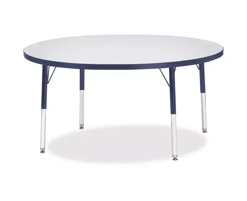 Table ronde Jonti-Craft Berries, hauteur élémentaire, rebord coloré, 48 x 48 pouces, bleue