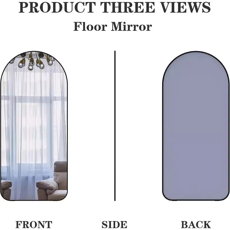 Miroir en pied Acekool 71x32 avec cadre en aluminium noir, grand miroir autoportant pour salon, chambre, entrée