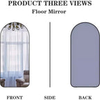 Miroir en pied Acekool 71x32 avec cadre en aluminium noir, grand miroir autoportant pour salon, chambre, entrée