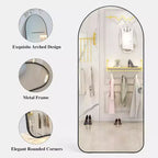 Miroir en pied Acekool 71x32 avec cadre en aluminium noir, grand miroir autoportant pour salon, chambre, entrée