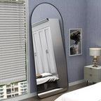 Miroir en pied Acekool 71x32 avec cadre en aluminium noir, grand miroir autoportant pour salon, chambre, entrée