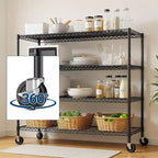 Étagère métallique robuste Acekool à 4 niveaux avec roulettes verrouillables, étagères réglables pour cuisine, garage, cellier, capacité de 1134 kg